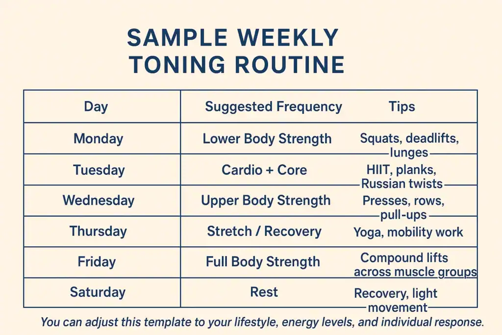 Achieving the Perfect Tone: How Often Should You Exercise for Results? 4 Weekly exercise West Malling plan graphic