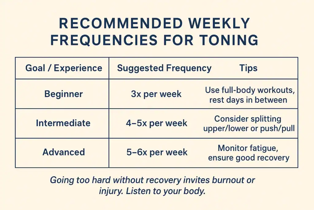 Achieving the Perfect Tone: How Often Should You Exercise for Results? 2 Graphic to show how often you should do exercise to help with toning West Malling