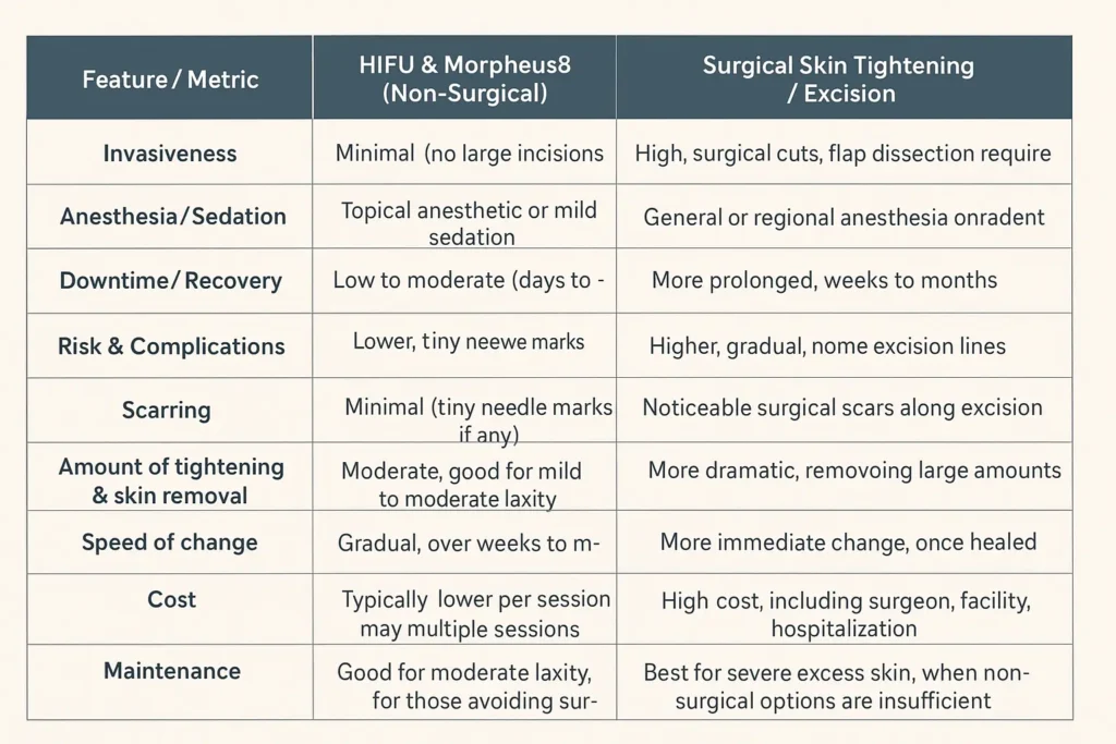 The Science of Skin Tightening 2 Table of skin tightening West Malling benefits compared to surgical options